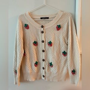 Modcloth “Beauty By The Bushel” Strawberry Cardigan